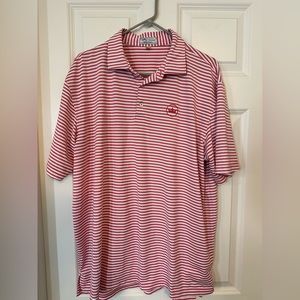 Peter Millar Polo Shirt Summer Comfort Short Sleeves Golf Striped Red White XL